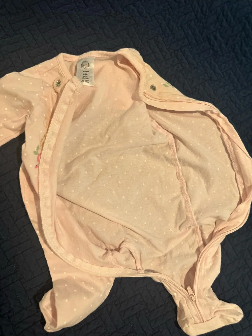 Sleeper Baby Girls Pink Footed Floral Zip One-Piece Gerber 0-3 Months